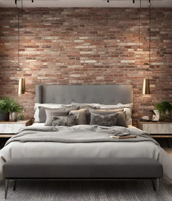 brick accent wall idea for the bedroom