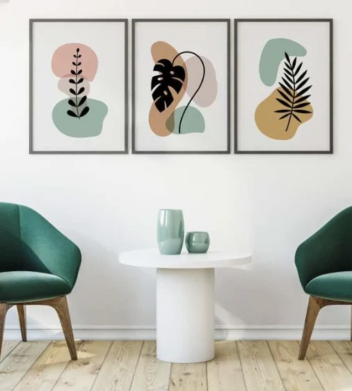 dining table makeover under £50 - shein leaf artwork