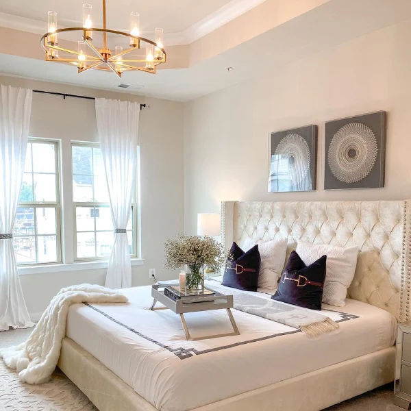 elegant chandlier bedroom lighting idea