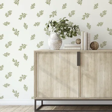 green leaf and cream wallpaper