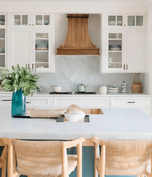 blue and white coastal kitchen