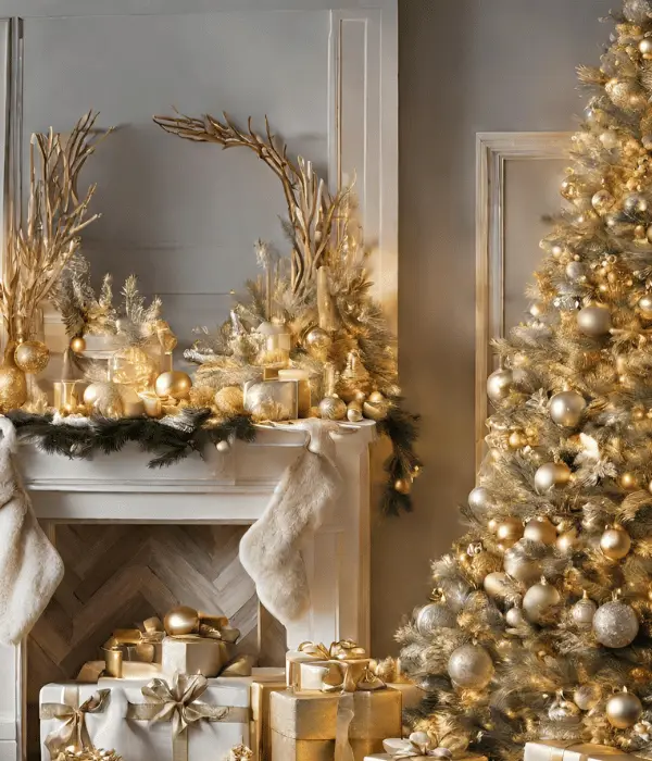 neutral and gold christmas decor ideas