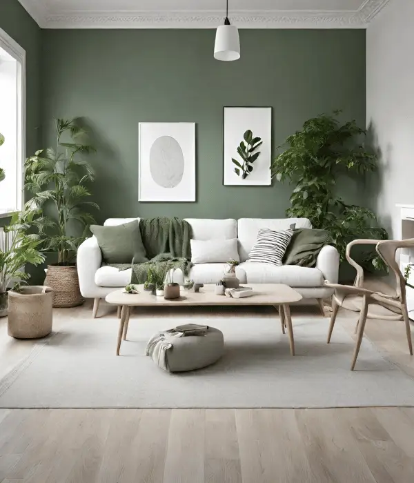 scandinavian home with green plants