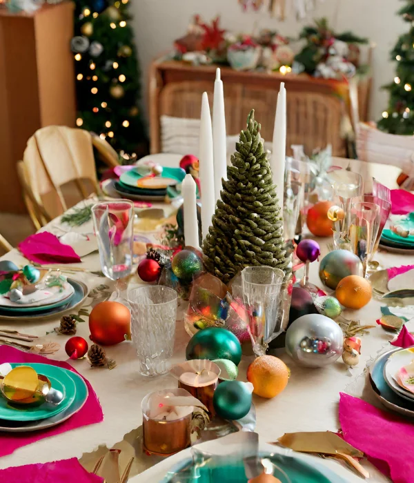Christmas dining table ideas - eclectic dining table