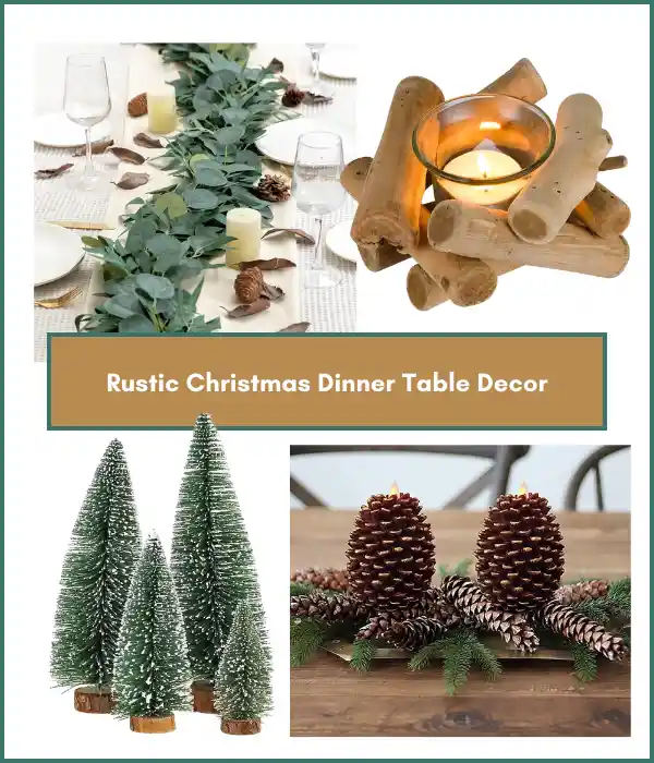 Christmas dining table ideas - green and brown