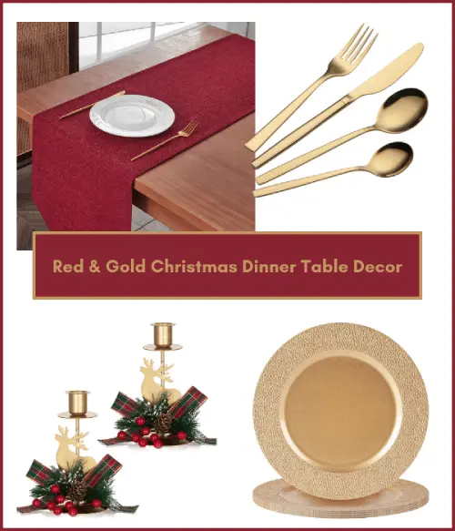 Christmas dining table ideas - red and gold