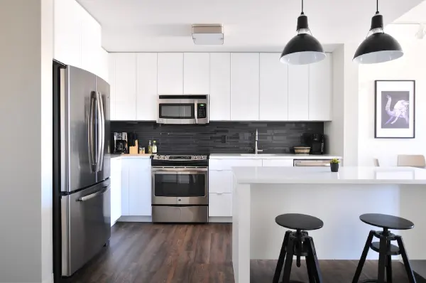 house repair as a student - modern white and black kitchen