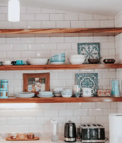 open shelf kitchen for storage