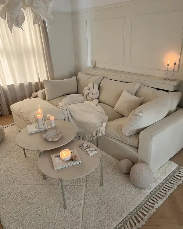 cream and beige small living room layout