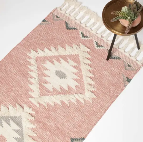 pink grey and white living room rug