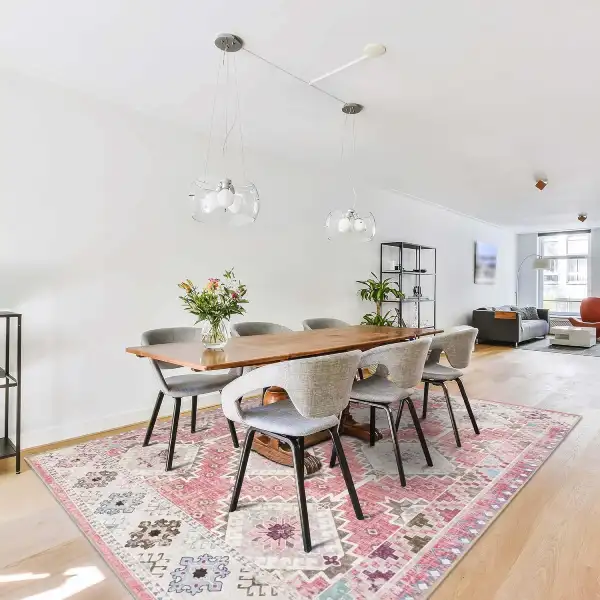 vintage pink and grey rug for living room