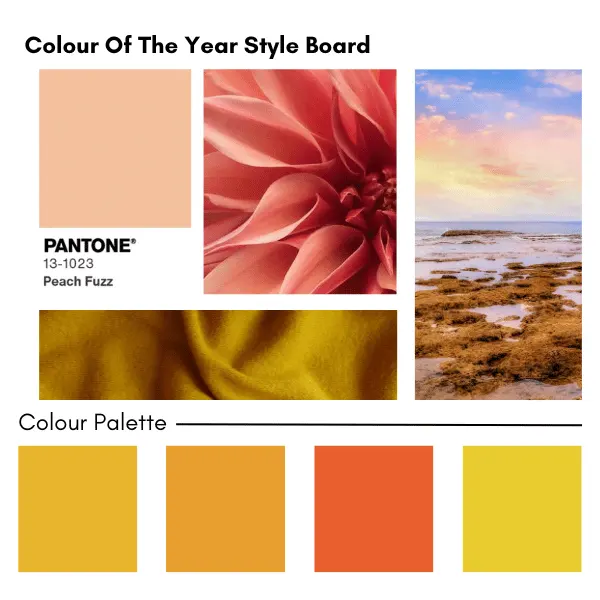 Colour Of The Year pantone peach fuzz Style Board