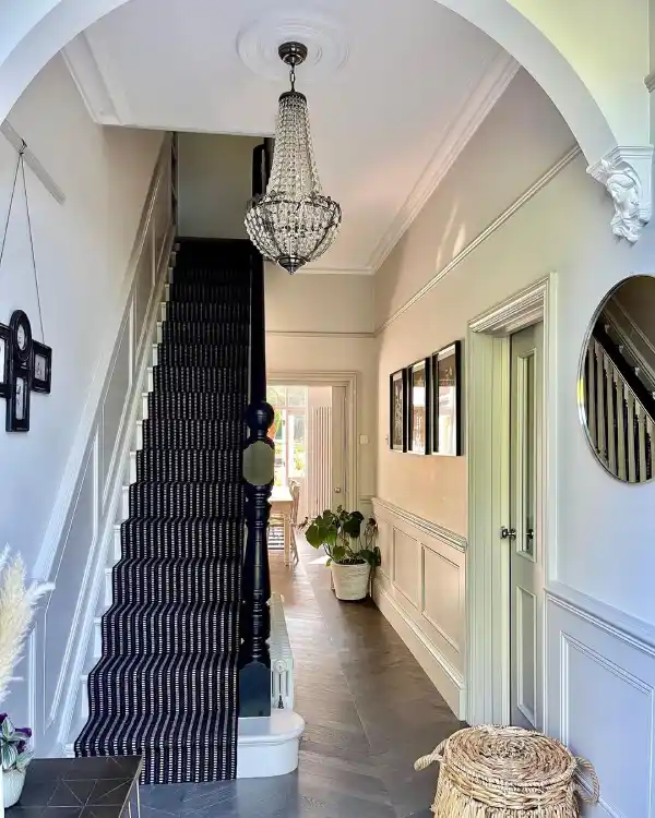 black banister and stiars in a victorian home