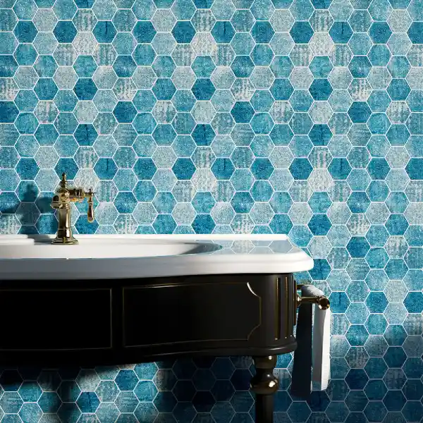 blue mosaic bathroom wall tile ideas