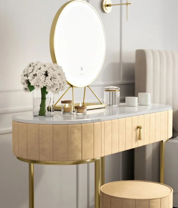 glamorous velvet dresser with mirror for bedroom