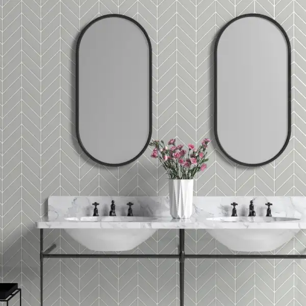 herringbone ceramic grey wall tiles for bathroom