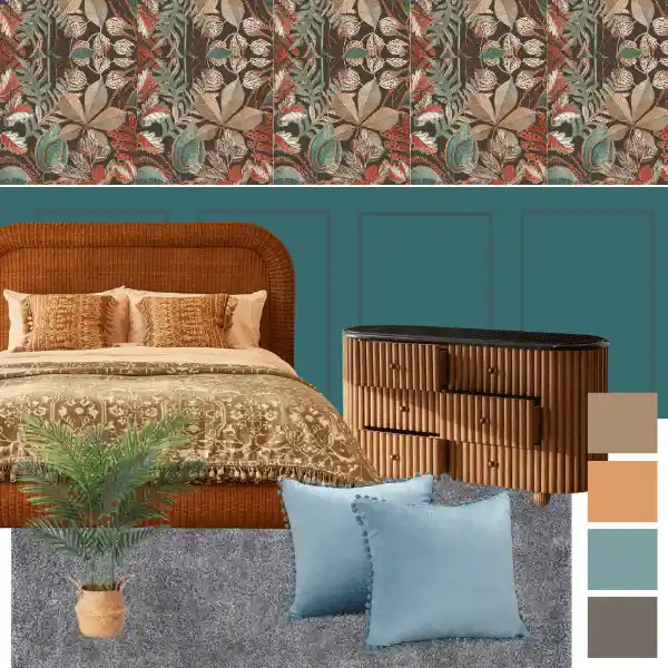 little greene canton blue paint - eclectic room styling