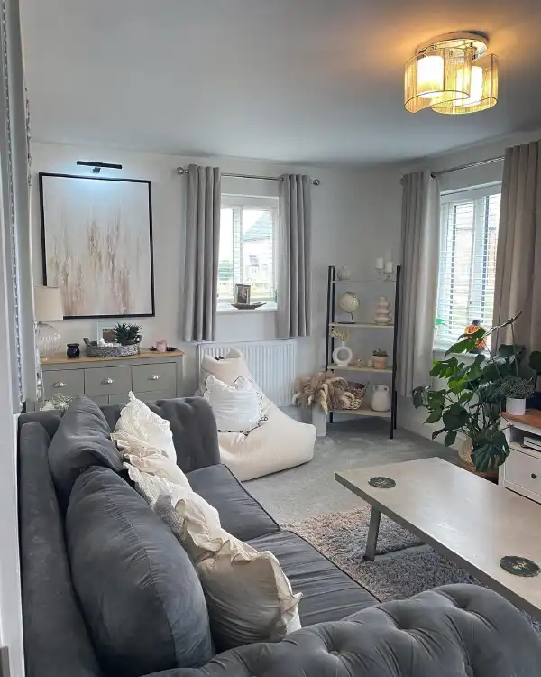 neutral grey and white living room