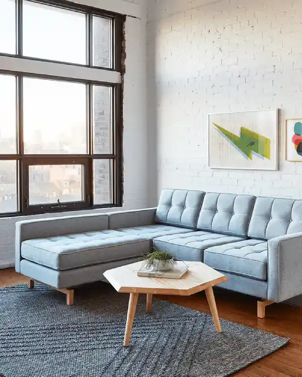 grey corner sofa industrial style