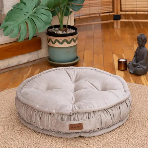 cozy grey floor cushion for creating a relaxing space