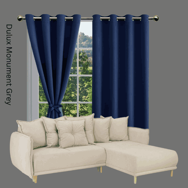 curtains that go with grey walls - dark grey walls with navy curtains