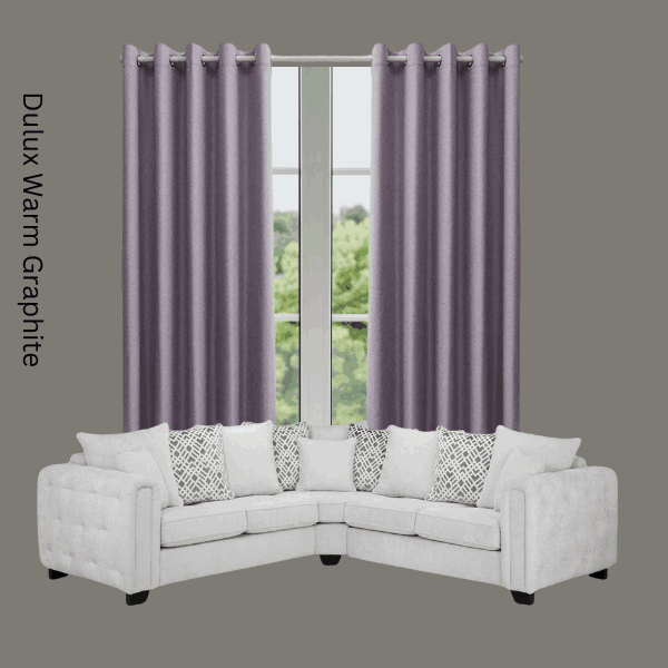 curtains that go with grey walls - dark grey walls with purple curtains