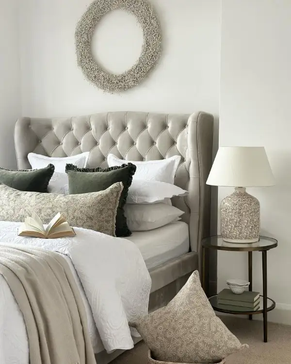 grey and beige bedroom cottage style