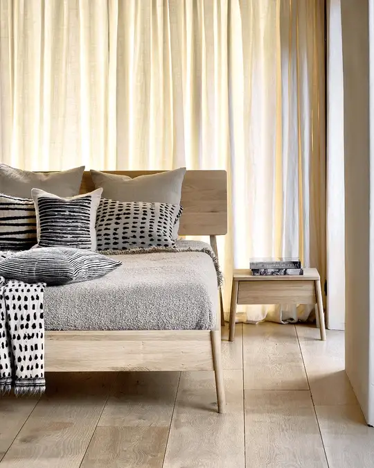 grey and wood bedroom design