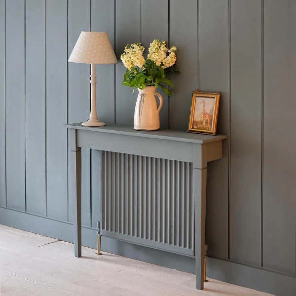 grey radiator cover with panelling