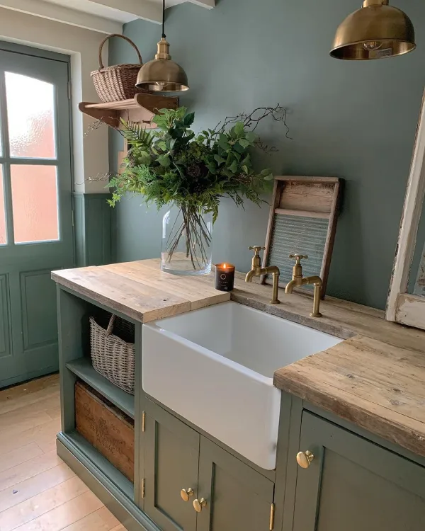 farrow and ball green smoke in the kitchen