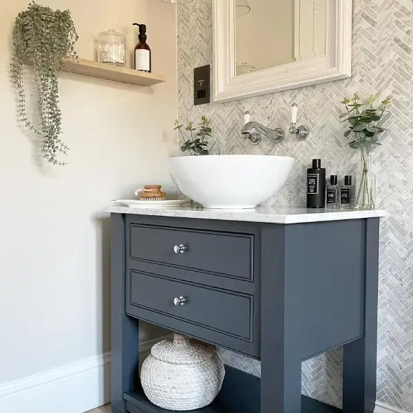 farrow and ball skimming stone in the bathroom