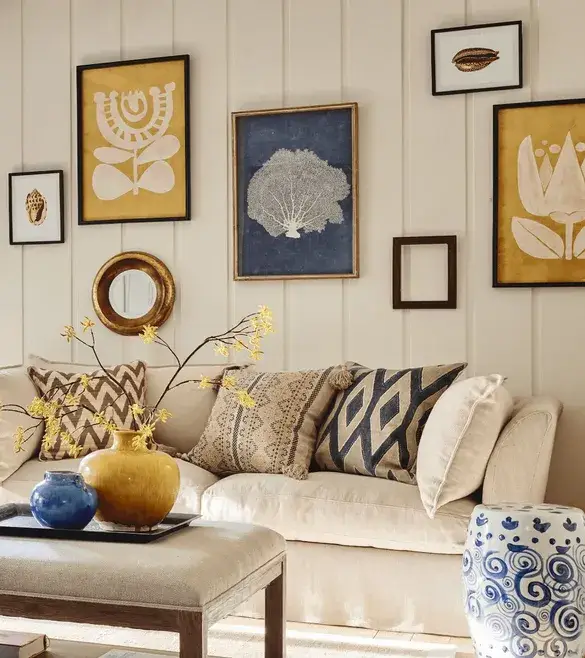 living room wall gallery frames and art work