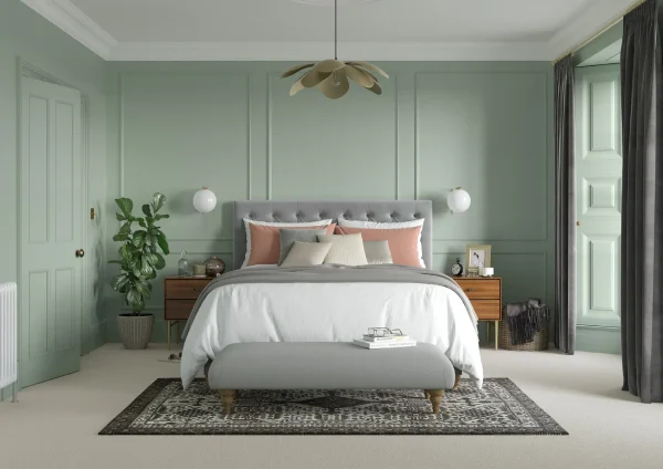 sage green bedroom walls with grey