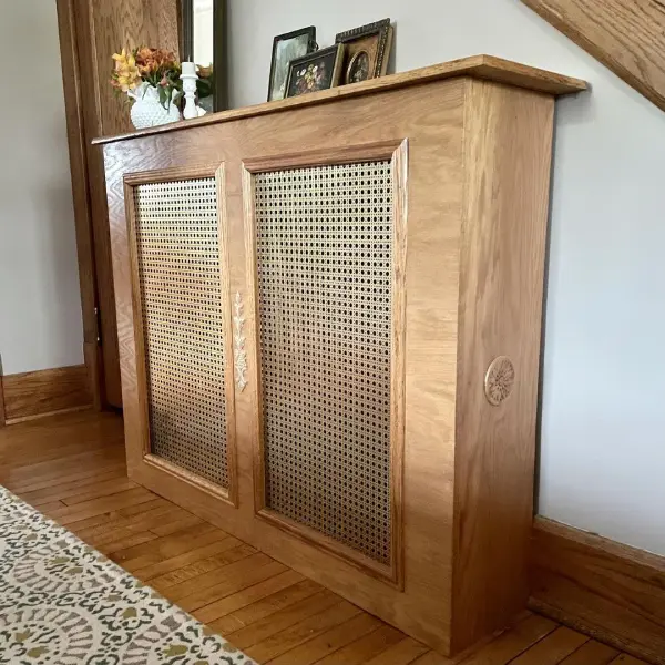 wood boho rattan radiator cover