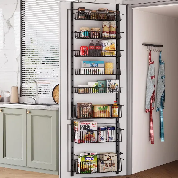 behind the door storage solution for kitchen pantry