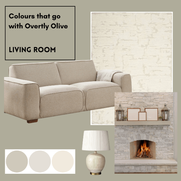 colours that go with overtly olive paint - cream living room
