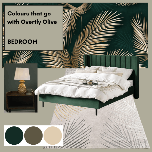 colours that go with overtly olive paint - green bedroom