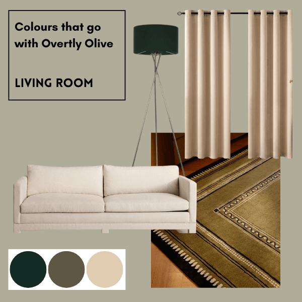 colours that go with overtly olive paint - green living room