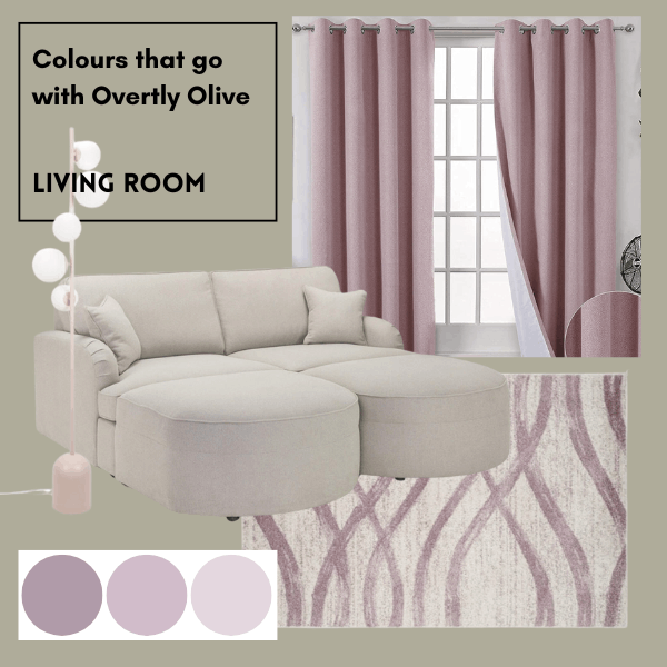 colours that go with overtly olive paint - pink living room
