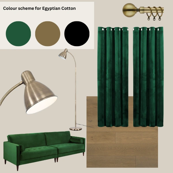 green curtains with egyptian cotton paint