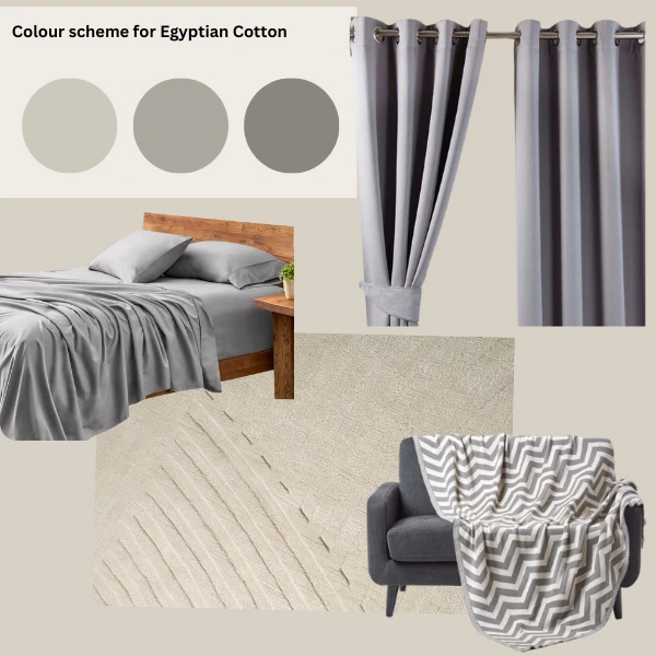 grey curtains with egyptian cotton walls