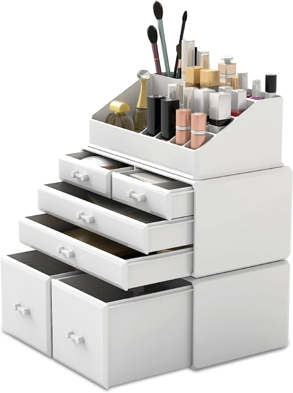 white large make up and beauty organiser with drawers and compartments