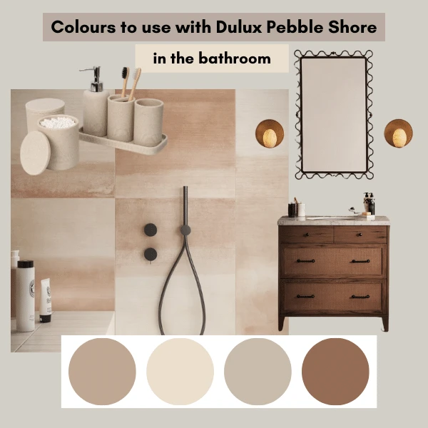 colour that go with dulux pebble shore paint in a bathroom