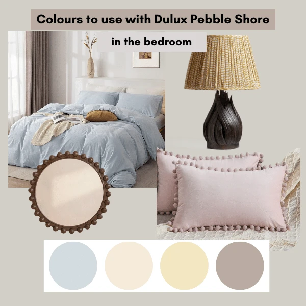 colour that go with dulux pebble shore paint in a bedroom