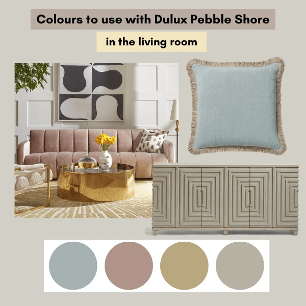 colour that go with dulux pebble shore paint in a livng room