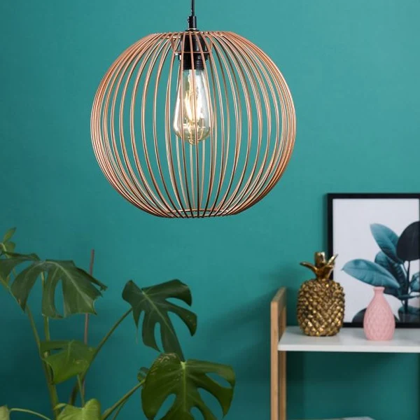 basket pendant hallway lighting idea in copper