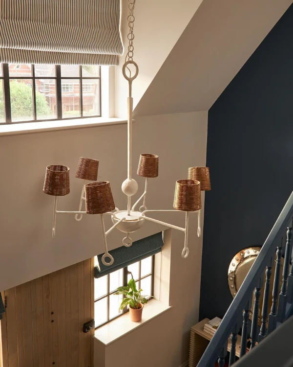 rustic pendant light for hallway and stairs idea