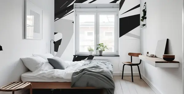 black and white wallpaper mural for bedroom