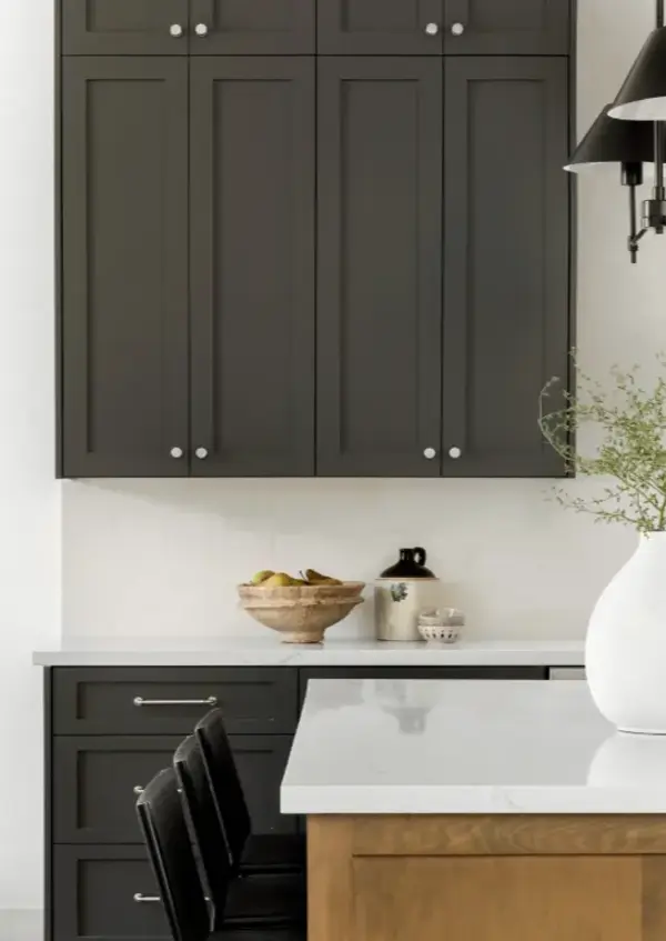 white backsplash wall tiles for kitchen with black cupboards