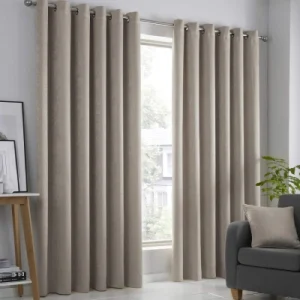 beige curtains for a cozy bedroom